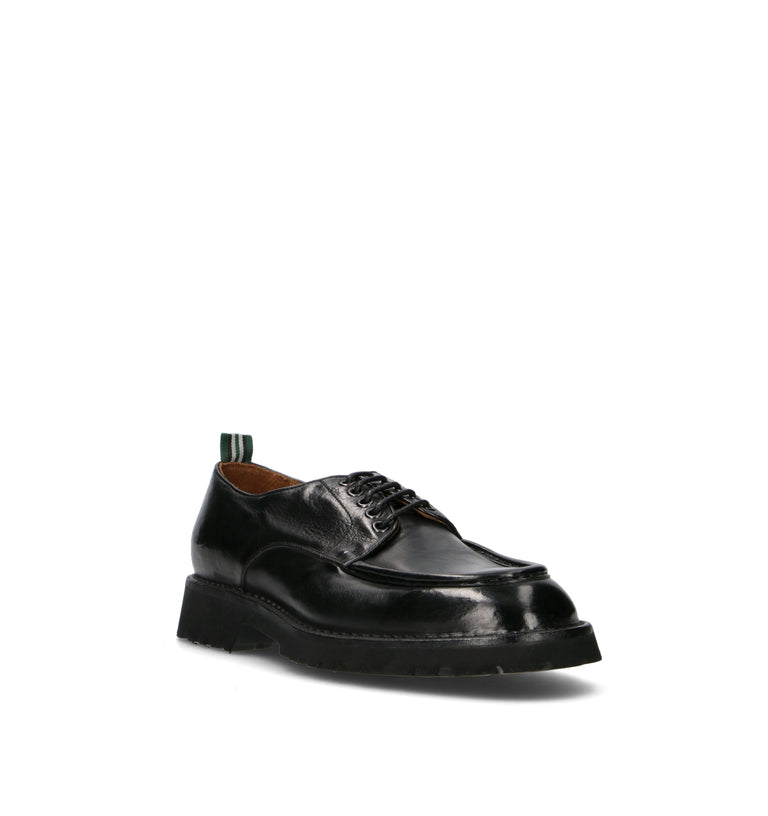 GREEN GEORGE Stringata uomo nera in pelle