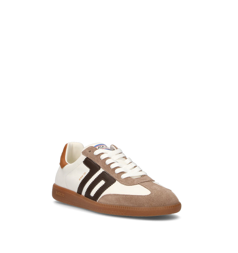 BACK 70 Sneaker uomo bianca/marrone in pelle