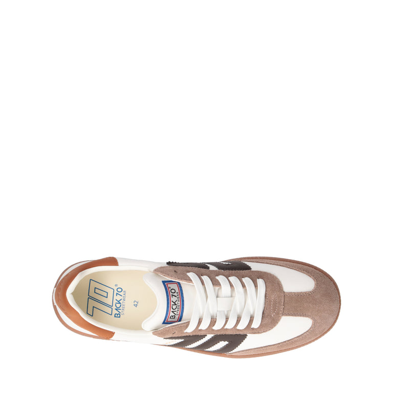 BACK 70 Sneaker uomo bianca/marrone in pelle