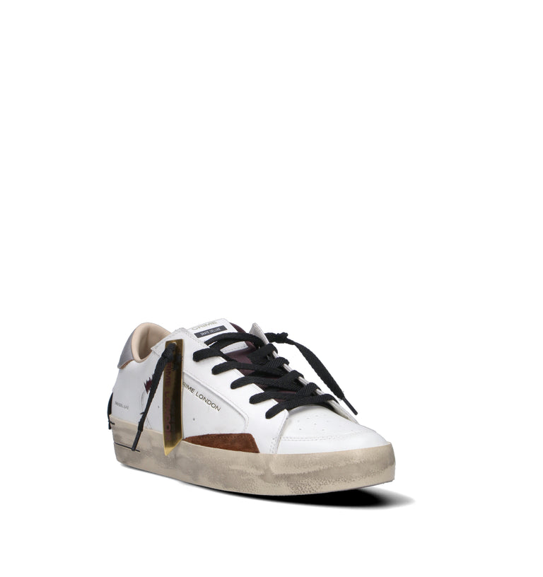 CRIME Sneaker uomo bianca in pelle