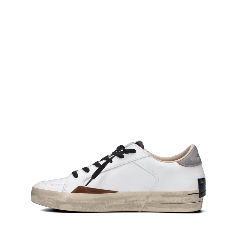 CRIME Sneaker uomo bianca in pelle