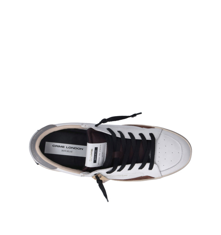 CRIME Sneaker uomo bianca in pelle