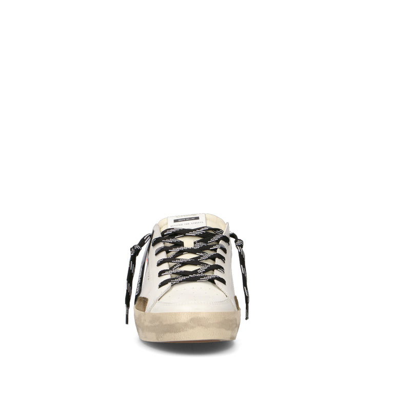 CRIME Sneaker uomo bianca/militare in pelle