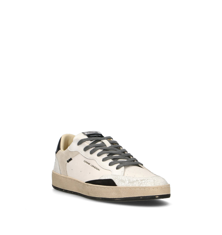 CRIME Sneaker uomo bianca/nera in pelle