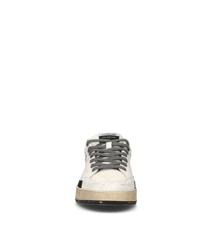 CRIME Sneaker uomo bianca/nera in pelle