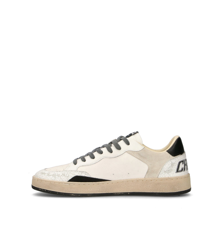 CRIME Sneaker uomo bianca/nera in pelle
