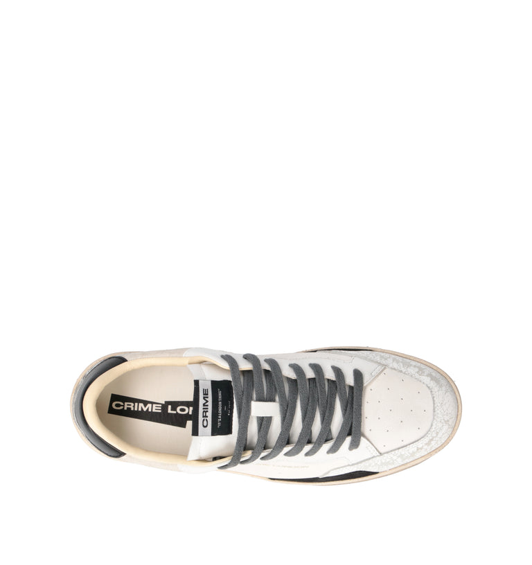 CRIME Sneaker uomo bianca/nera in pelle