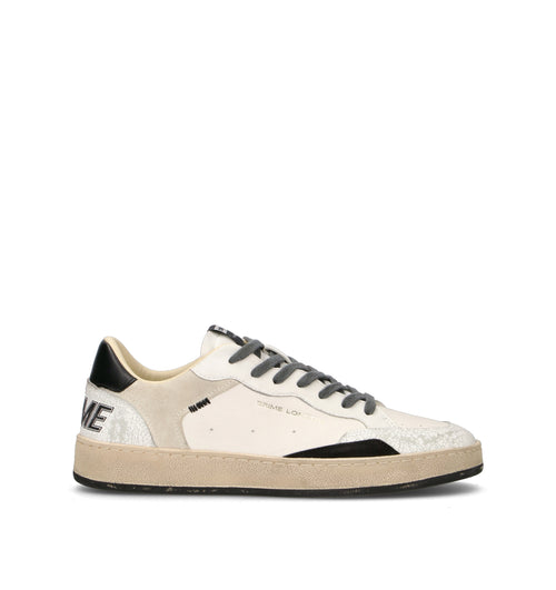 CRIME Sneaker uomo bianca/nera in pelle