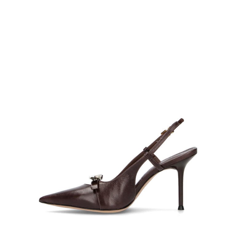 VICENZA Slingback donna marrone in pelle