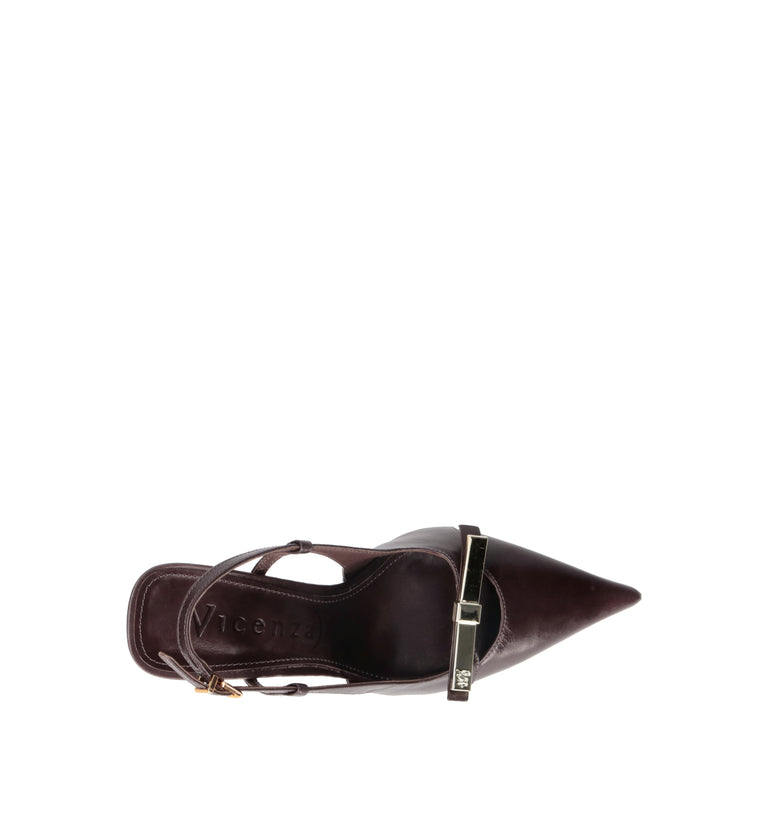 VICENZA Slingback donna marrone in pelle