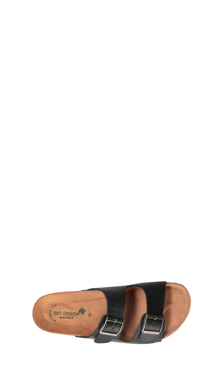 BIO GREEN Ciabatta uomo nera in pelle