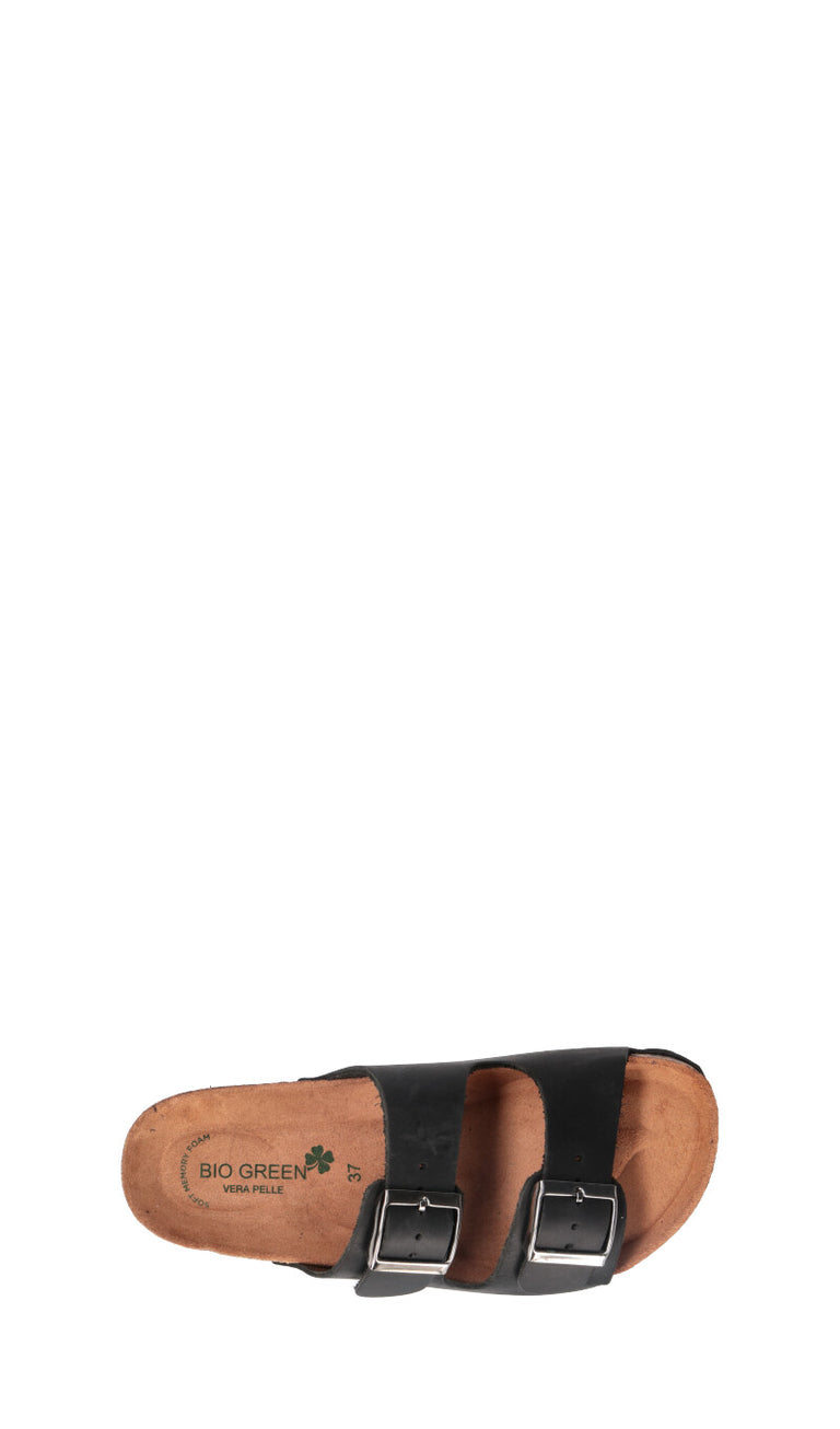 BIO GREEN Ciabatta donna nera in pelle