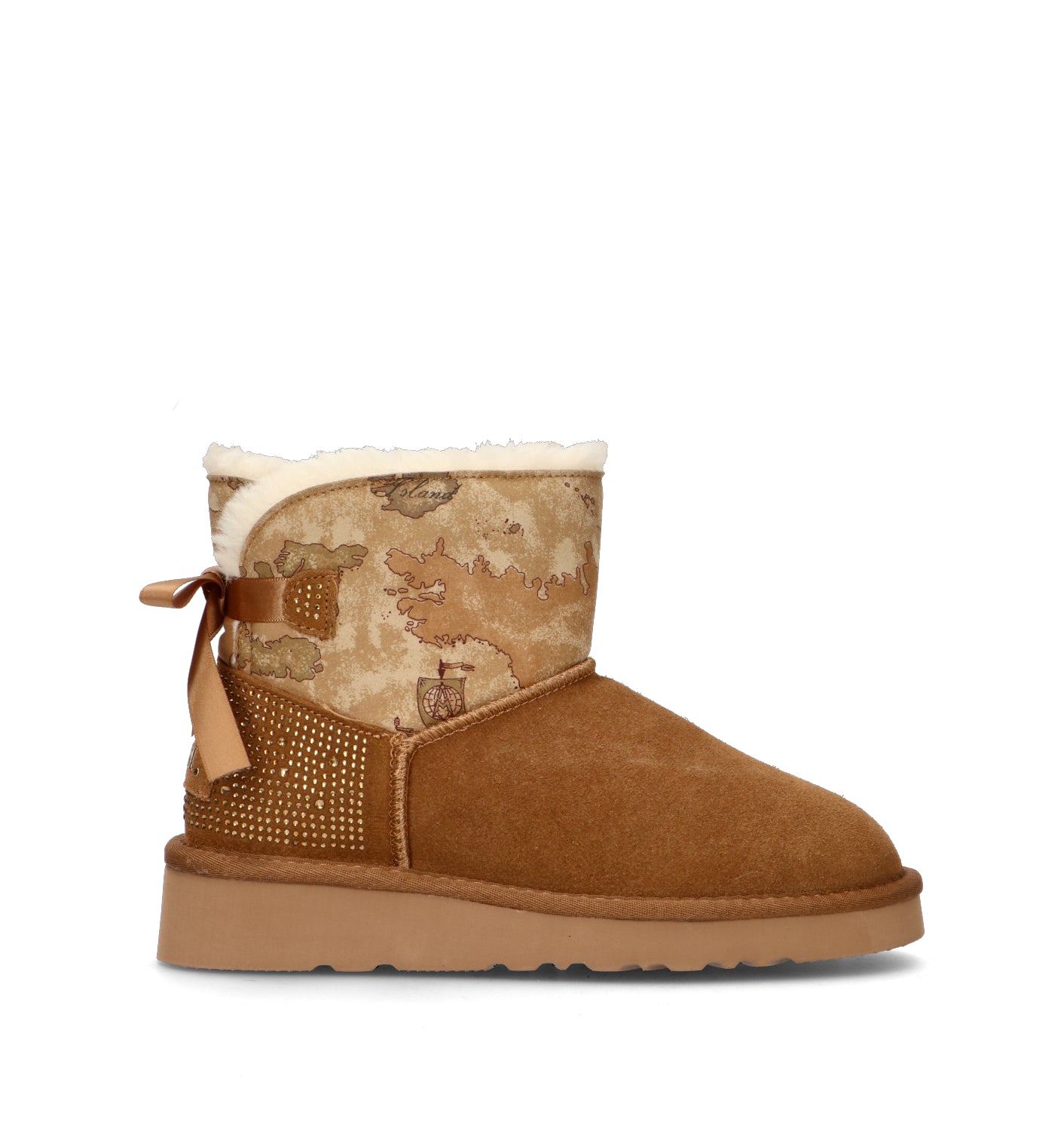 Gaorui - Pantofole A Stivaletto Da Ragazza In Sintetico Con Fodera In Pelliccia - Tacco Piatto 3,5 Cm - Chiusura Stringata - 3