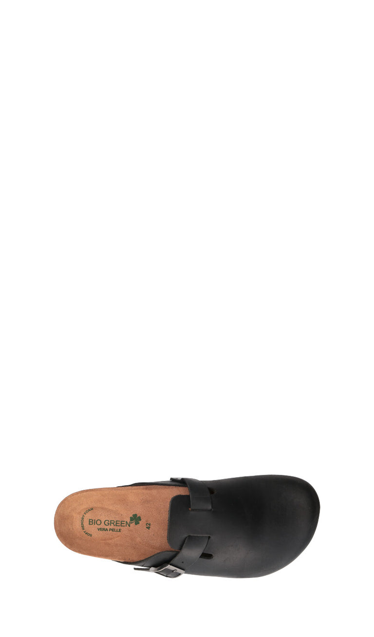 BIO GREEN Ciabatta uomo nera in pelle