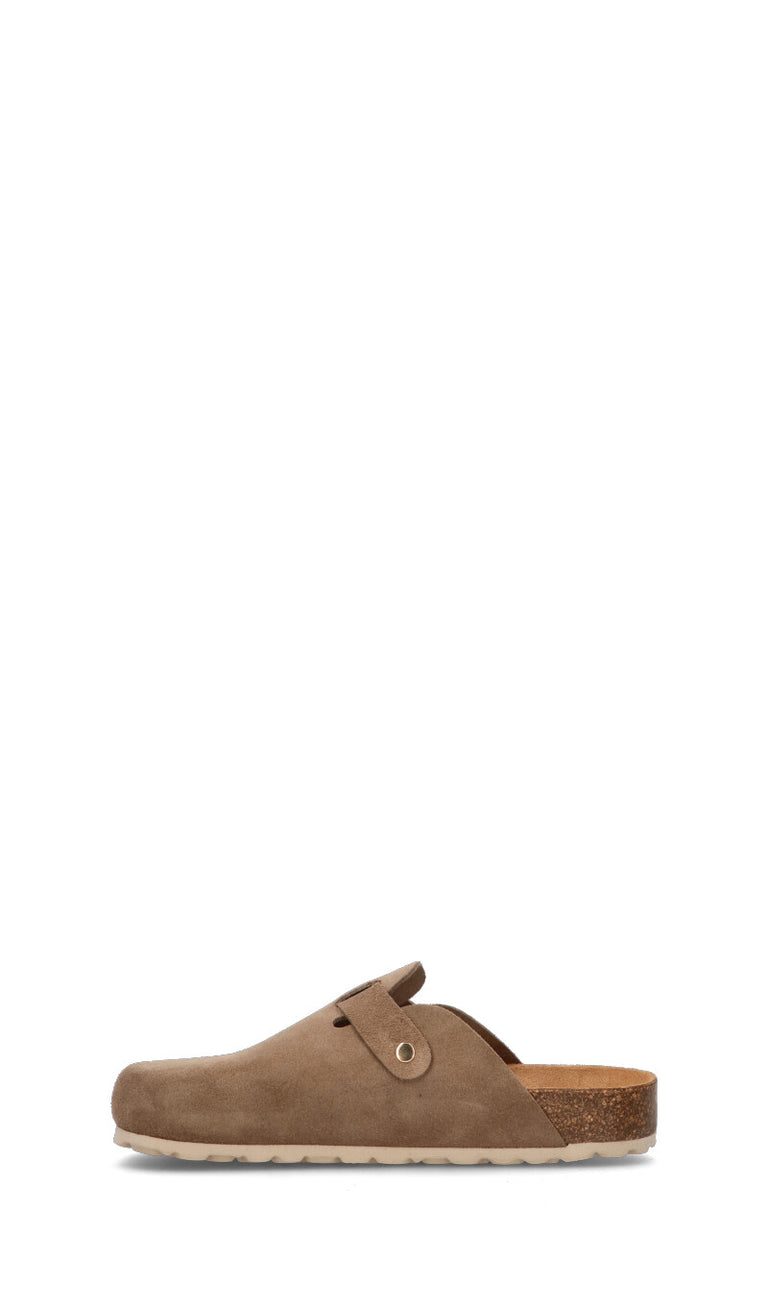 BIO GREEN Ciabatta donna taupe in suede