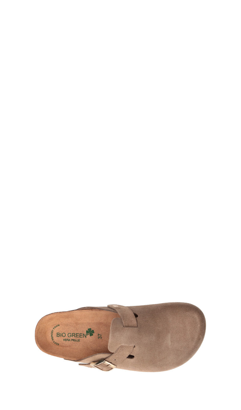 BIO GREEN Ciabatta donna taupe in suede