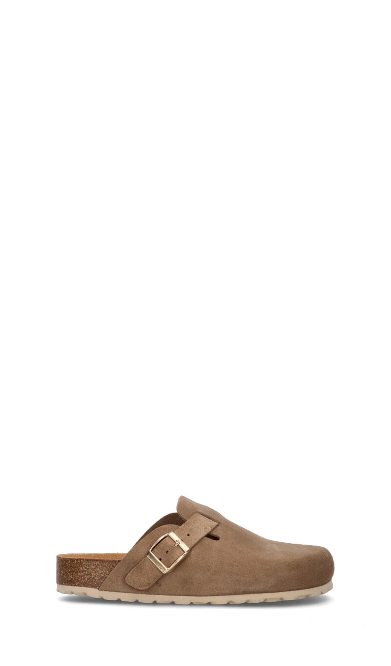 BIO GREEN Ciabatta donna taupe in suede