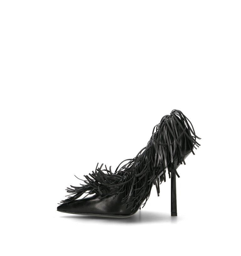 WO MILANO Décolleté donna nero con frange
