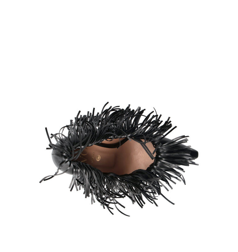 WO MILANO Décolleté donna nero con frange
