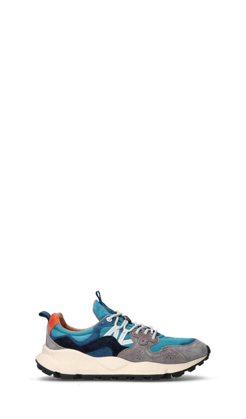 FLOWER MOUNTAIN Sneaker uomo blu/grigia/arancio in pelle