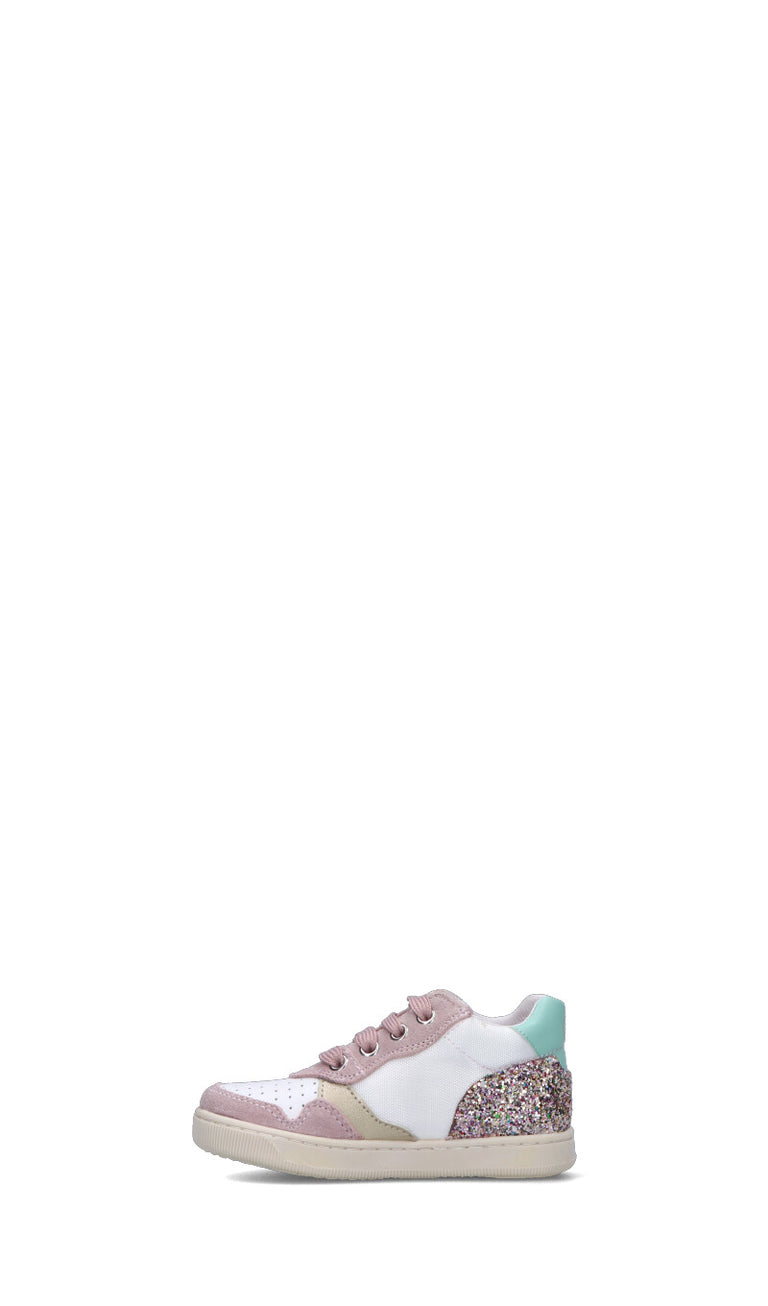 FALCOTTO Sneaker bambina bianca/rosa in pelle