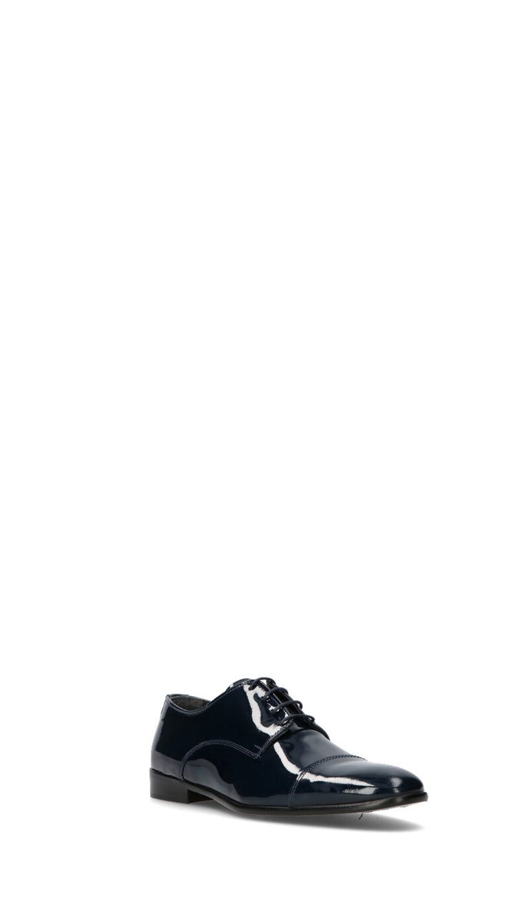 NEROFUMO Stringata uomo blu in pelle
