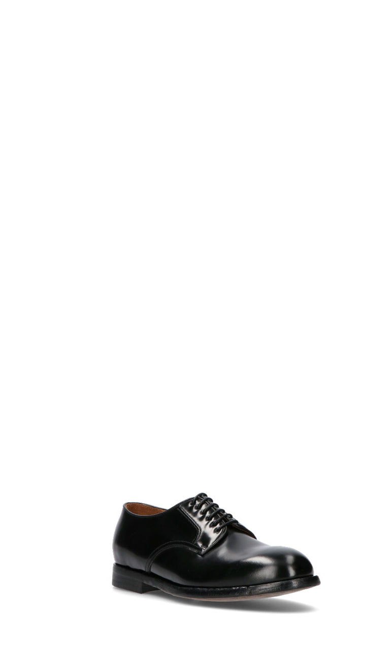 GREEN GEORGE Stringata uomo nera in pelle
