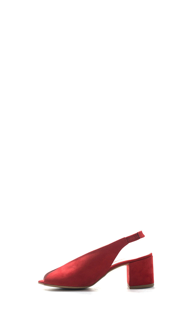 NEROFUMO Sandalo alto donna rosso in suede e tessuto
