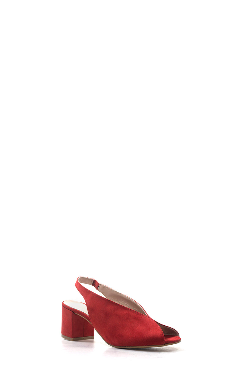 NEROFUMO Sandalo alto donna rosso in suede e tessuto