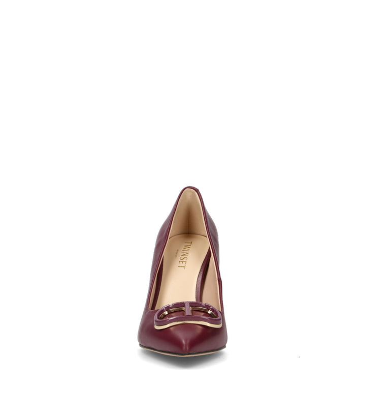 TWIN SET-SIMONA BARBIERI Décolleté donna bordeaux in pelle