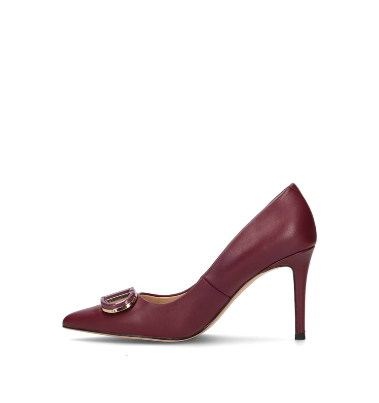 TWIN SET-SIMONA BARBIERI Décolleté donna bordeaux in pelle