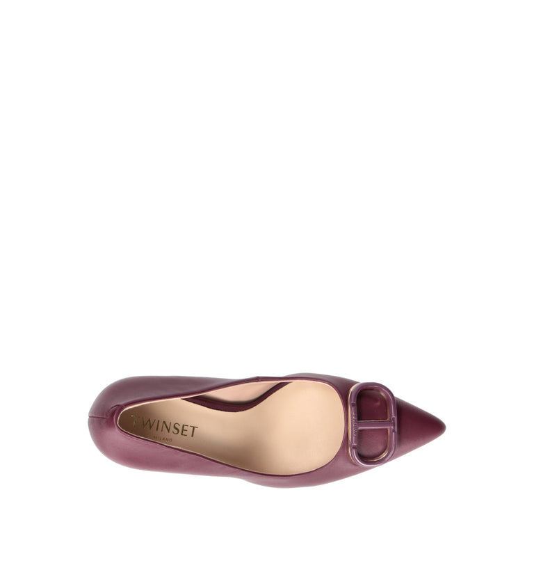 TWIN SET-SIMONA BARBIERI Décolleté donna bordeaux in pelle