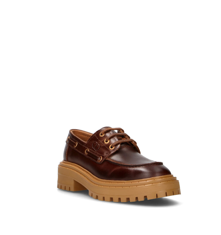 TWIN SET-SIMONA BARBIERI Scarpa barca donna marrone in pelle