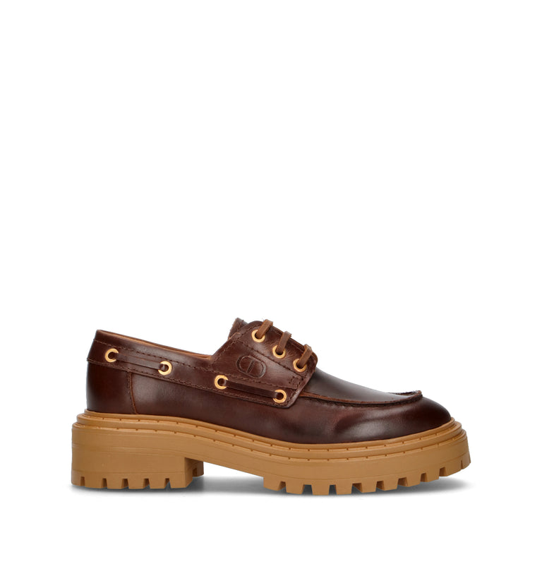 TWIN SET-SIMONA BARBIERI Scarpa barca donna marrone in pelle