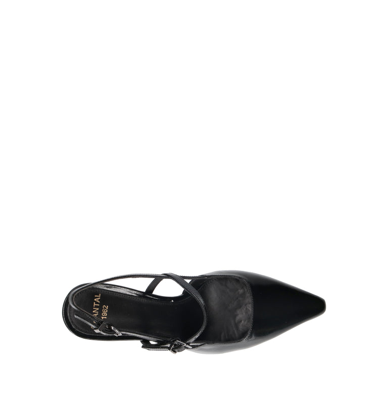 CHANTAL 1962 Slingback donna nera in pelle