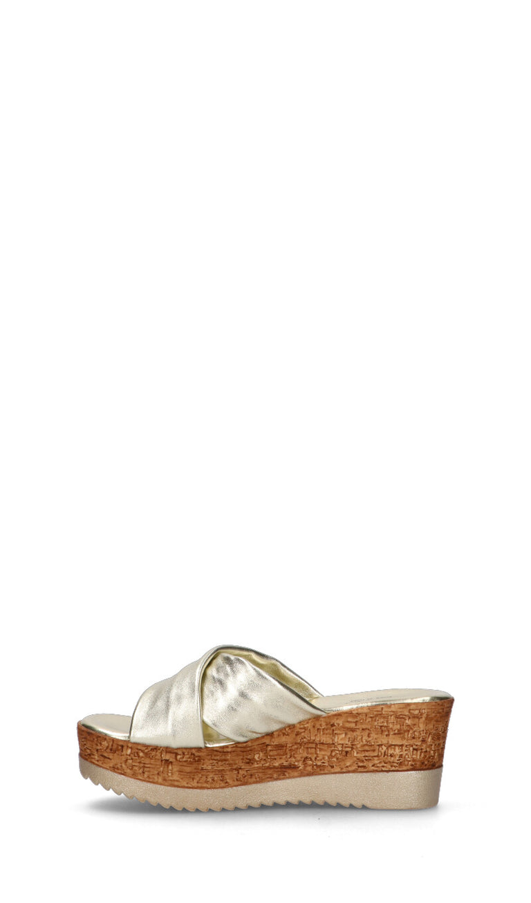 MIDELETTE Ciabatta donna oro in pelle