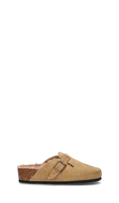 PLAKTON Ciabatta donna beige in suede