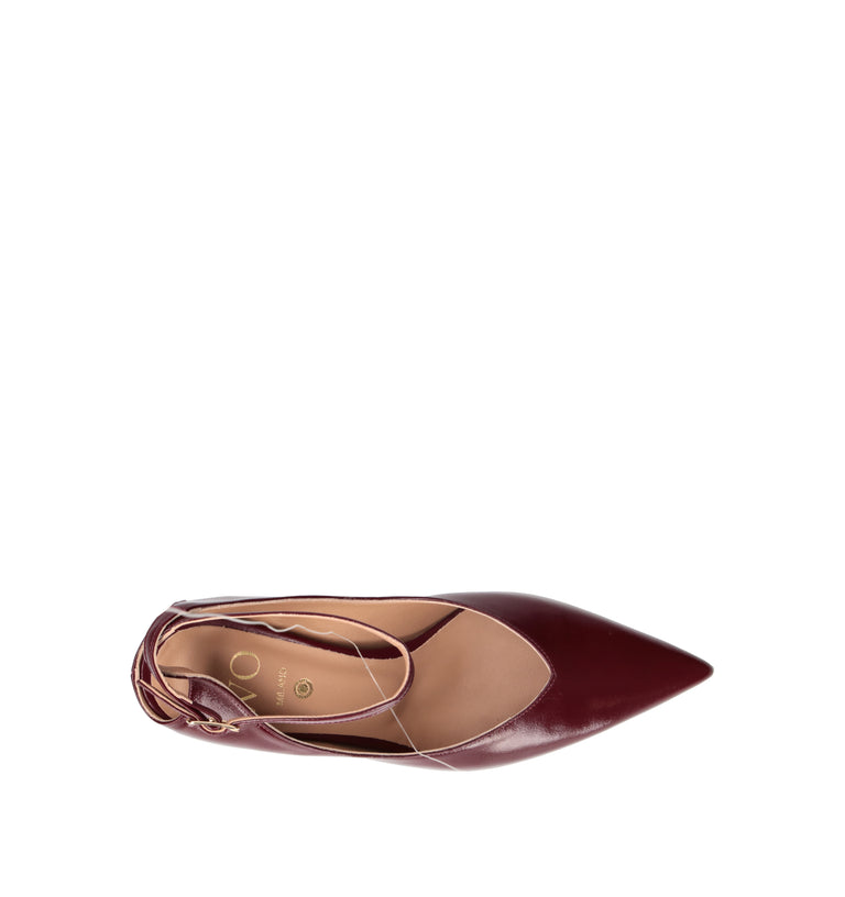WO MILANO Décolleté donna bordeaux in pelle