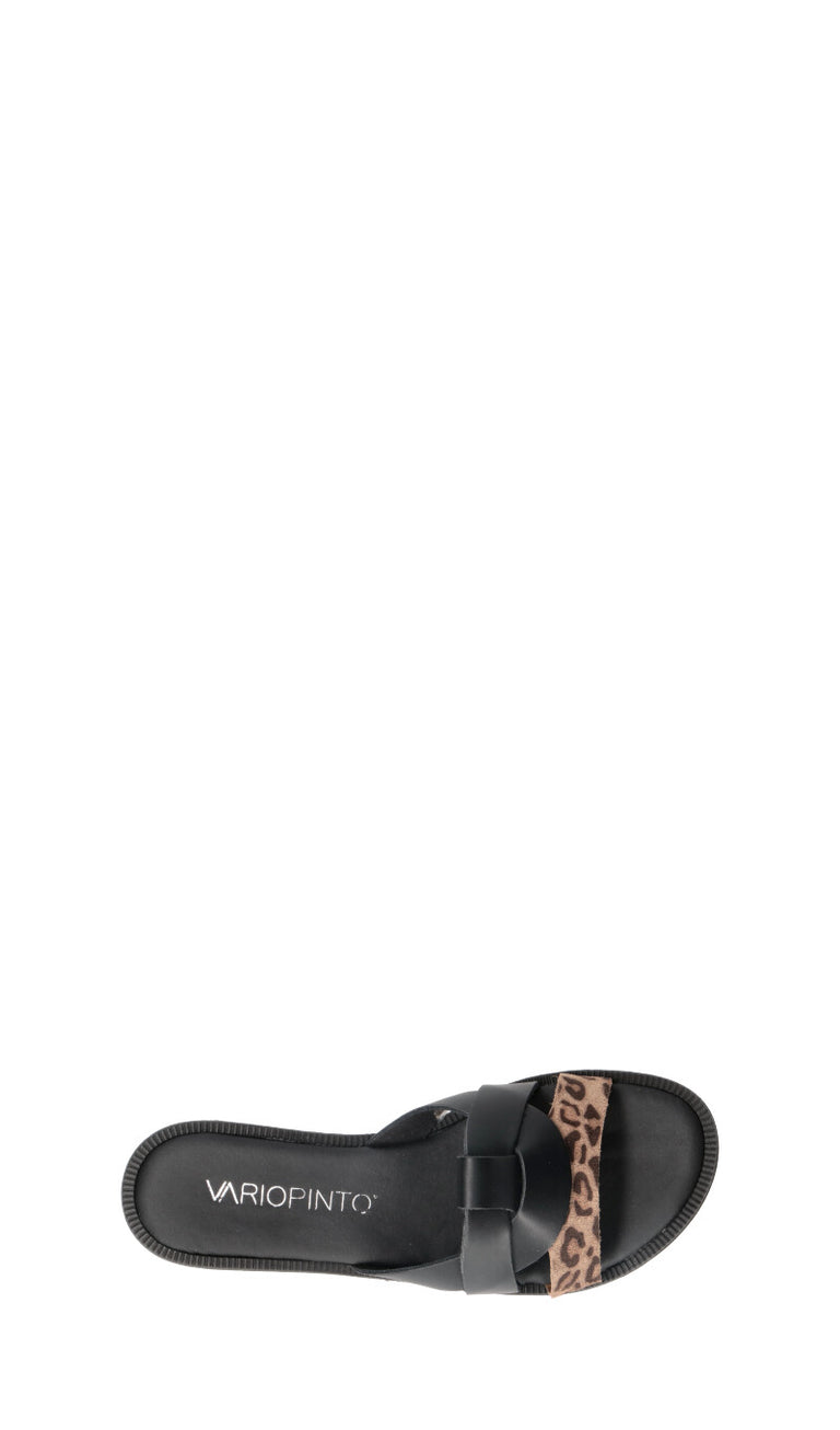 VARIOPINTO Ciabatta donna nera/maculato in pelle
