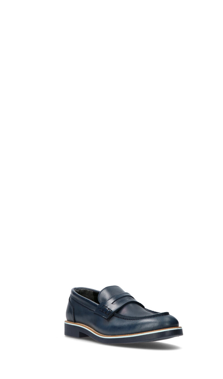 NEROFUMO Mocassino uomo blu in pelle