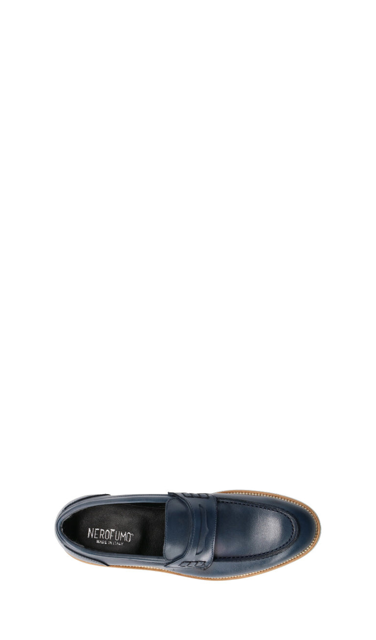 NEROFUMO Mocassino uomo blu in pelle