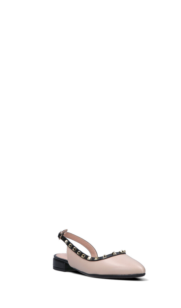 PERLAMARINA Slingback donna beige/nera in pelle