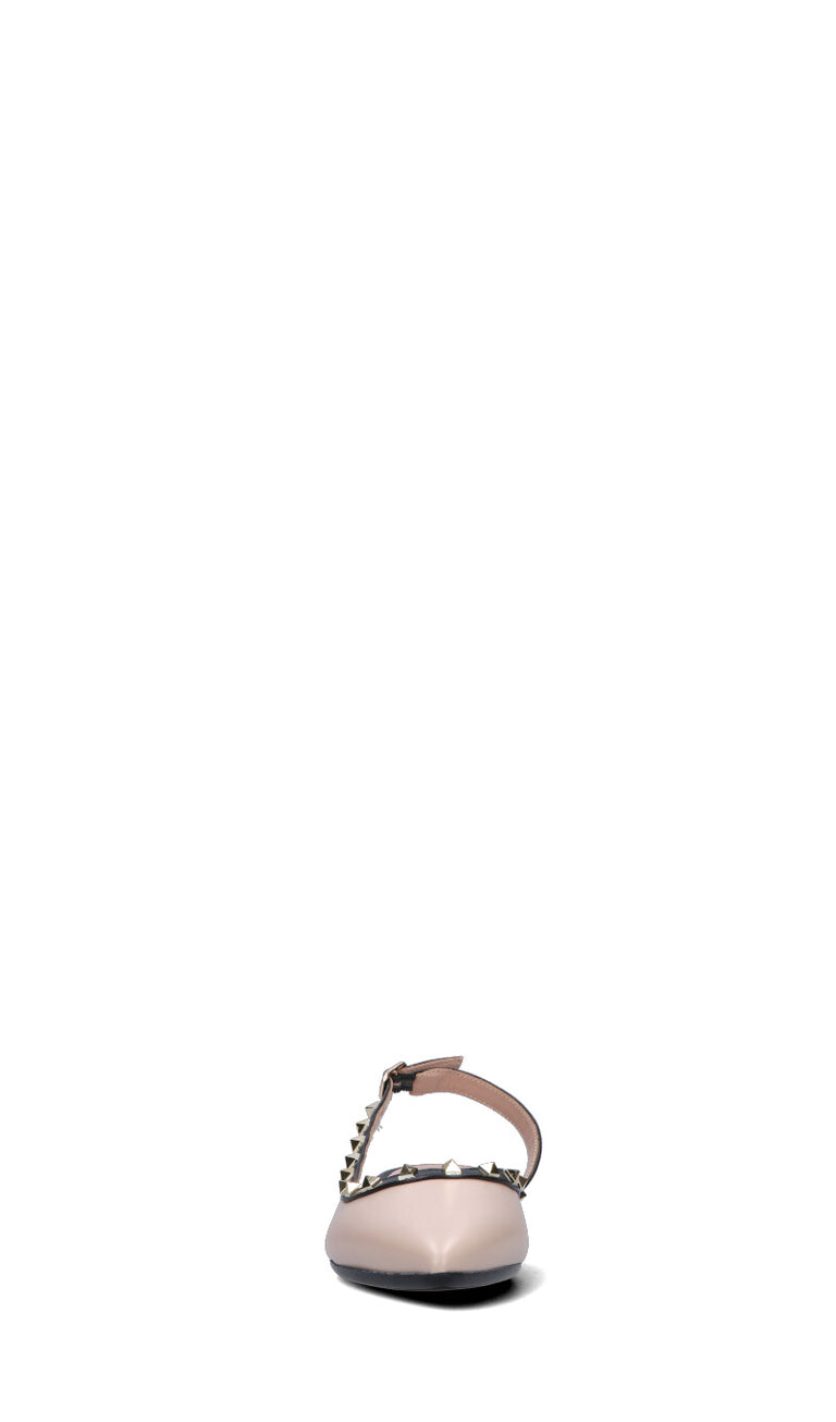 PERLAMARINA Slingback donna beige/nera in pelle