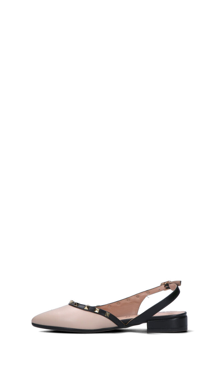 PERLAMARINA Slingback donna beige/nera in pelle