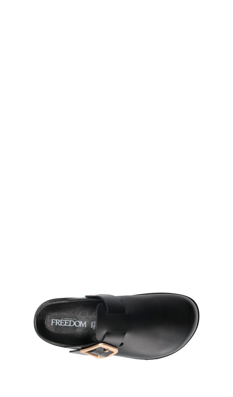 FREEDOM Sabot donna nera in pelle
