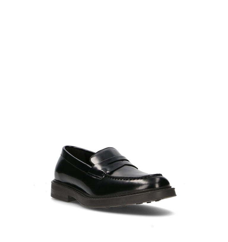 HUNDRED 100 Mocassino uomo nero in pelle