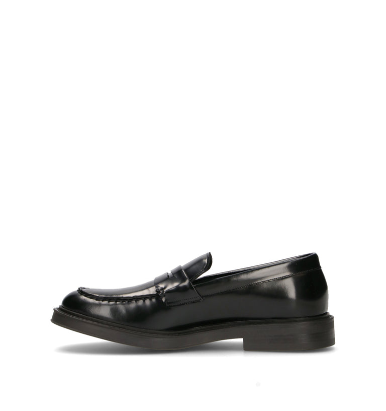 HUNDRED 100 Mocassino uomo nero in pelle