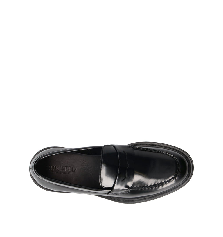 HUNDRED 100 Mocassino uomo nero in pelle