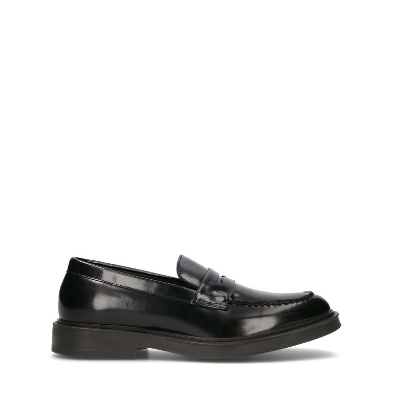 HUNDRED 100 Mocassino uomo nero in pelle