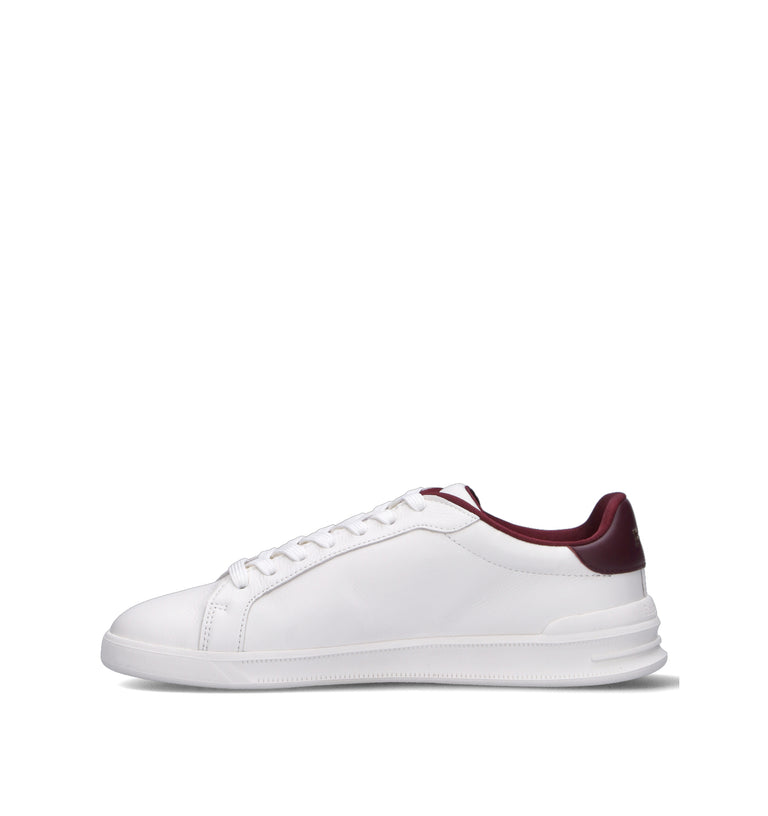 POLO RALPH LAUREN Sneaker uomo bianca/bordeaux in pelle